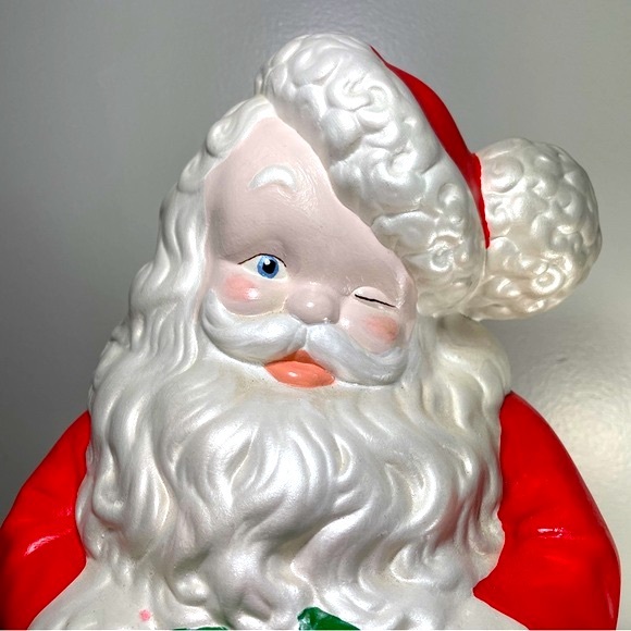 Large Vintage 14 1/2 Inch Atlantic Mold Ceramic Winking Santa Christmas Decor - Picture 4 of 15